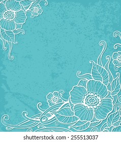 Decorative vintage vector background with white flowers