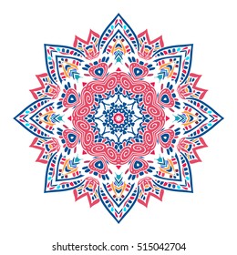 Decorative vintage vector ornament. Ornate colorful mandala. indian oriental doodle design.