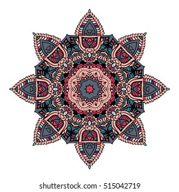 Decorative vintage vector ornament. Ornate colorful mandala. indian oriental doodle design.