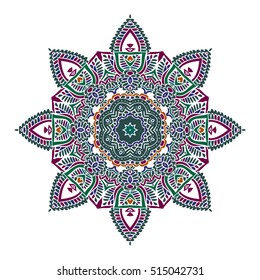 Decorative vintage vector ornament. Ornate colorful mandala. indian oriental doodle design.