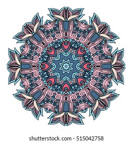 Decorative vintage vector ornament. Ornate colorful mandala. indian oriental doodle design.