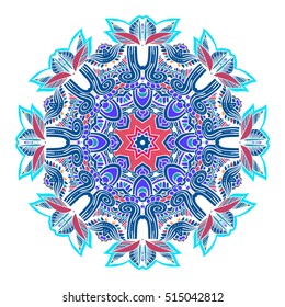 Decorative vintage vector ornament. Ornate colorful mandala. indian oriental doodle design.