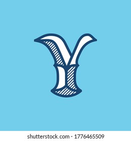 Decorative vintage Y letter logo. Black letter font perfect to use in any alcohol labels, retro style logos, circus posters, luxury identity, etc.