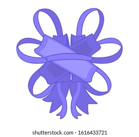 Decorative violet bow with ribbon. 