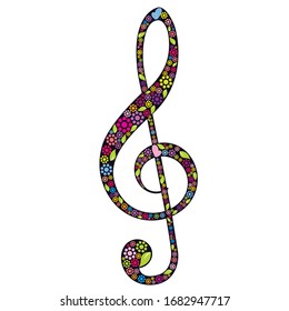 Dekorativer Violinschlüssel. Musikalische Note. Vektorillustration.