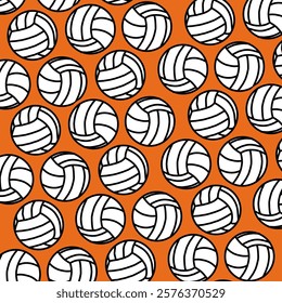 Decorative volleyball-themed background featuring repeated designs, perfect for packaging, wallpapers, interior decor, banners, and competition or beach volleyball events.