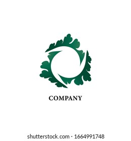 Decorative vortex illustration. Abstract leaf design template. Floral logo concept isolated on white background