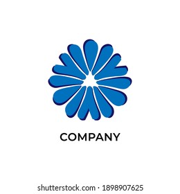 Decorative vortex logo design template isolated on white background. Abstract Blue flower vector illustration