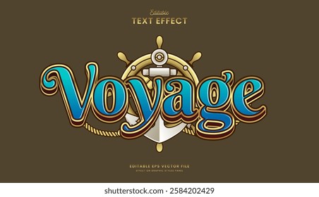 decorative voyage ship wheel editable text effect design