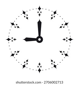Concepto de reloj de pared decorativo. Interfaz de reloj de pared redondo adornado. Símbolo de reloj de pared redondo para negocios