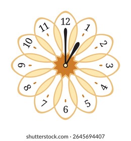 Decorative Wall Clock shows 1 o'clock, vector illustration isolated, eps