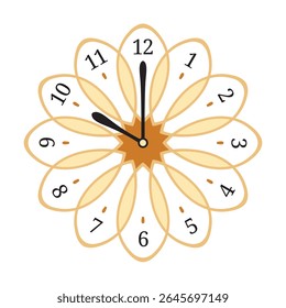 Decorative Wall Clock shows 10 o'clock, vector illustration isolated