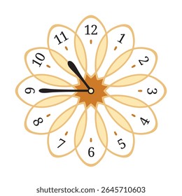 Decorative Wall Clock shows 10.45 (quarter to eleven), vector illustration isolated