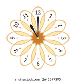 Decorative Wall Clock shows 11 o'clock, vector illustration isolated