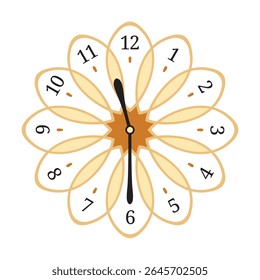 Decorative Wall Clock shows 11.30 (half past eleven or eleven thirty), vector illustration isolated