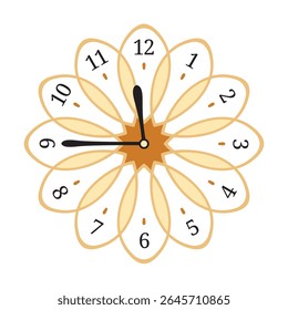 Relógio de parede decorativo mostra 11,45 (quarto a doze), ilustração vetorial isolada
