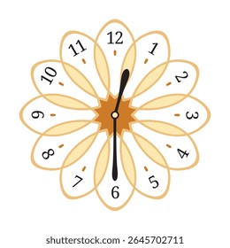 Relógio de parede decorativo mostra 12.30 (meio passado doze ou doze trinta), ilustração vetorial isolado