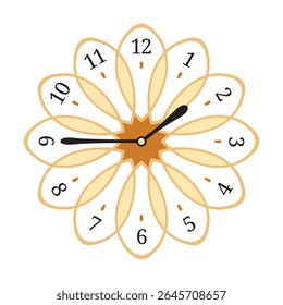 Decorative Wall Clock shows 1.45 (quarter to two), vector illustration isolated