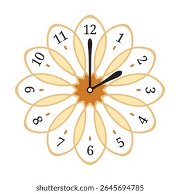 Decorative Wall Clock shows 2 o'clock, vector illustration isolated, eps