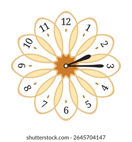 Decorative Wall Clock shows 2 past 15 (quarter past two), vector illustration isolated