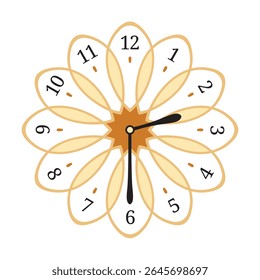 Decorative Wall Clock shows 2.30 (half past two or two thirty), vector illustration isolated