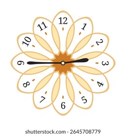 Decorative Wall Clock shows 2.45 (quarter to three), vector illustration isolated