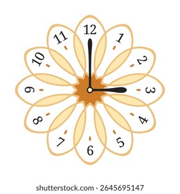 Decorative Wall Clock shows 3 o'clock, vector illustration isolated, eps