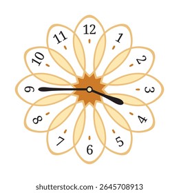 Decorative Wall Clock shows 3.45 (quarter to four), vector illustration isolated