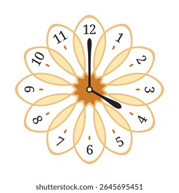 Decorative Wall Clock shows 4 o'clock, vector illustration isolated, eps