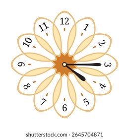Decorative Wall Clock shows 4 past 15 (quarter past four), vector illustration isolated