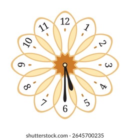 Decorative Wall Clock shows 5.30 (half past five or five thirty), vector illustration isolated