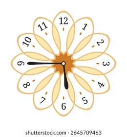 Decorative Wall Clock shows 5.45 (quarter to six), vector illustration isolated