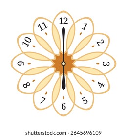 Decorative Wall Clock shows 6 o'clock, vector illustration isolated