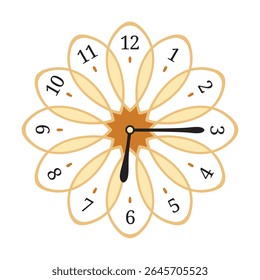 Decorative Wall Clock shows 6 past 15 (quarter past six), vector illustration isolated