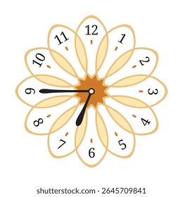 Decorative Wall Clock shows 6.45 (quarter to seven), vector illustration isolated