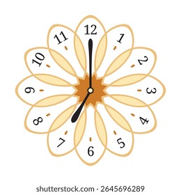 Decorative Wall Clock shows 7 o'clock, vector illustration isolated