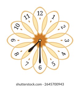 Relógio de parede decorativo mostra 7.30 (sete e trinta e meia), ilustração vetorial isolada