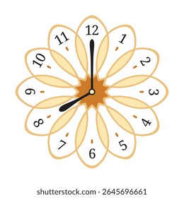 Decorative Wall Clock shows 8 o'clock, vector illustration isolated