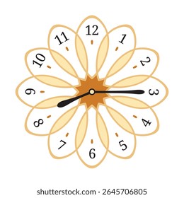 Decorative Wall Clock shows 8 past 15 (quarter past eight), vector illustration isolated