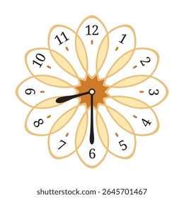 Relógio de parede decorativo mostra 8.30 (oito e trinta e meia), ilustração vetorial isolada