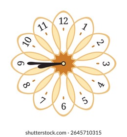 Decorative Wall Clock shows 8.45 (quarter to nine), vector illustration isolated