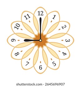 Decorative Wall Clock shows 9 o'clock, vector illustration isolated