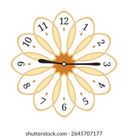 Decorative Wall Clock shows 9 past 15 (quarter past nine), vector illustration isolated