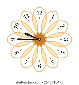 Relógio de parede decorativo mostra 9,45 (quarto a dez), ilustração vetorial isolada
