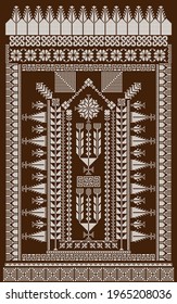 Decorative wall panel, laser cut vector template with traditional Palestinian embroidery motif