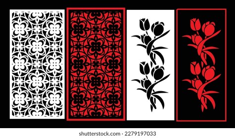 Decorative wall panel set chinese mdf cnc router laser cutting pattern design for mdf wood cutting vector Cnc Router Design Foamsheet, Acrylic and CNC Machine Cutting, EPS File.