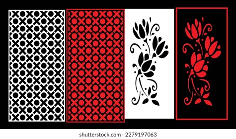 Decorative wall panel set chinese mdf cnc router laser cutting pattern design for mdf wood cutting vector Cnc Router Design Foamsheet, Acrylic and CNC Machine Cutting, EPS File.