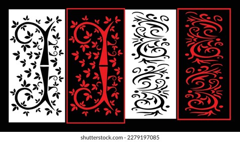Decorative wall panel set chinese mdf cnc router laser cutting pattern design for mdf wood cutting vector Cnc Router Design Foamsheet, Acrylic and CNC Machine Cutting, EPS File.