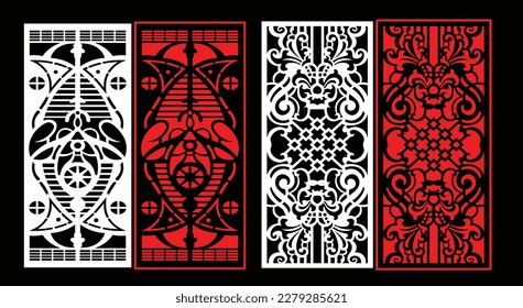 Decorative wall panel set chinese mdf cnc router laser cutting pattern design for mdf wood cutting vector Cnc Router Design Foamsheet, Acrylic and CNC Machine Cutting, EPS File.