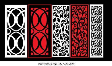 Decorative wall panel set chinese mdf cnc router laser cutting pattern design for mdf wood cutting vector Cnc Router Design Foamsheet, Acrylic and CNC Machine Cutting, EPS File.